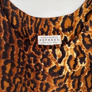 Express Pure Silk Cheetah Print Sleeveless Shirt